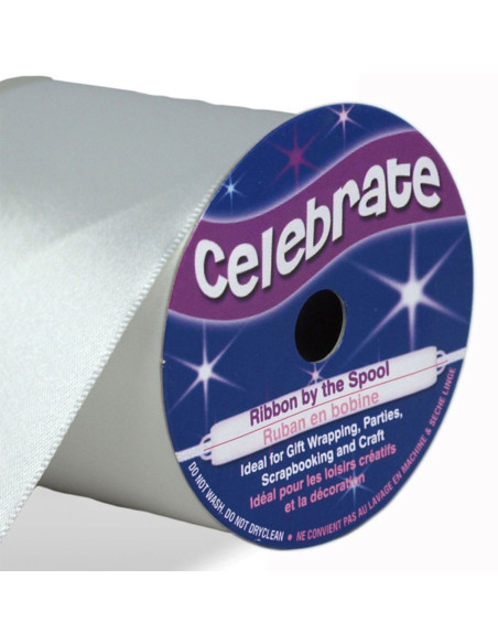 White Celebrate satin ribbon - 50 mm x 4 meters