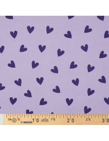 Lavender flannel fabric - Fig hearts