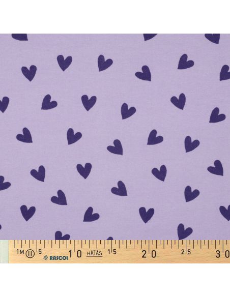 Lavender flannel fabric - Fig hearts