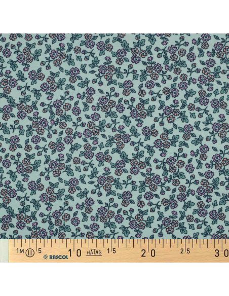 Floral flannel fabric - Mint