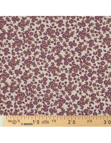 Floral flannel fabric - Ecru