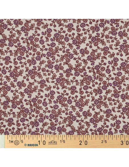 Floral flannel fabric - Ecru