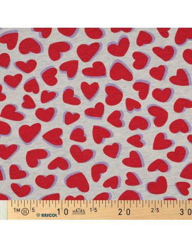 Sweatshirt fabric with hearts - Heather gray