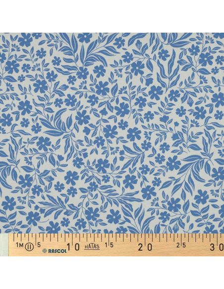Floral jersey fabric - Blue on white background