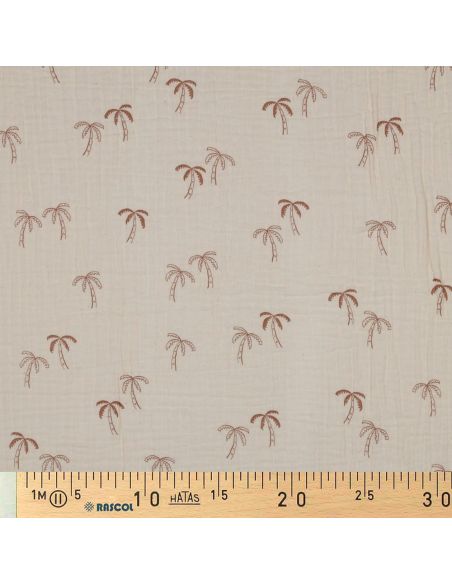 Double gauze printed fabric - Palm tree on natural background