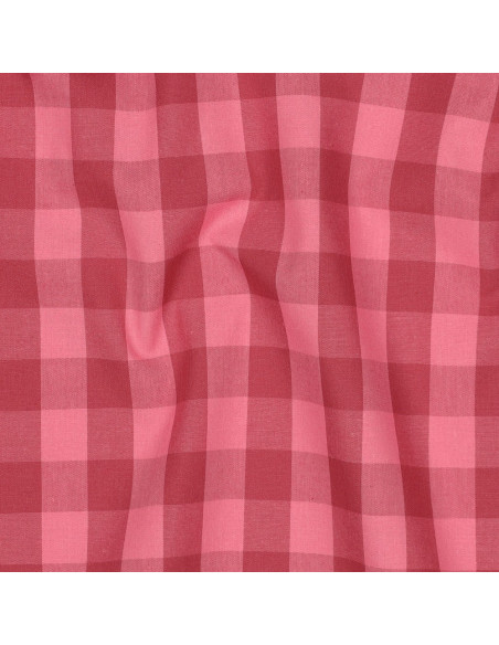 Cotton poplin fabric - Large Vichy checks - Red and burgundy