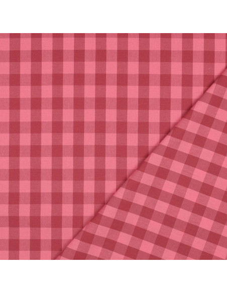 Cotton poplin fabric - Large Vichy checks - Red and burgundy