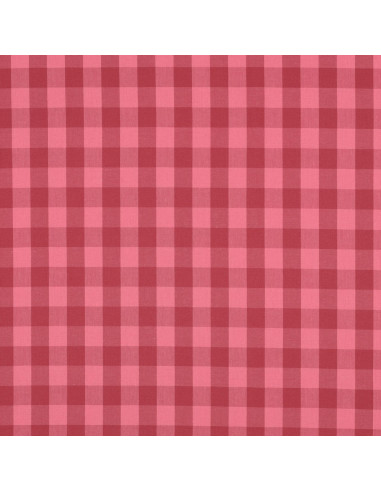 Cotton poplin fabric - Large Vichy checks - Red and burgundy