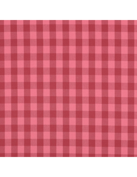 Cotton poplin fabric - Large Vichy checks - Red and burgundy