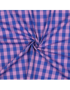 Large checkered Vichy fabric - Lavender and blue