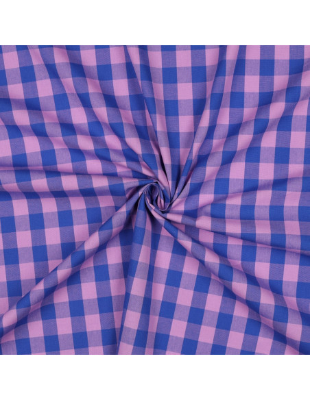 Large checkered Vichy fabric - Lavender and blue