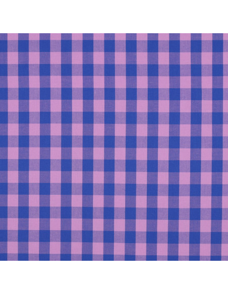 Cotton poplin fabric - Large gingham checks - Lavender and blue