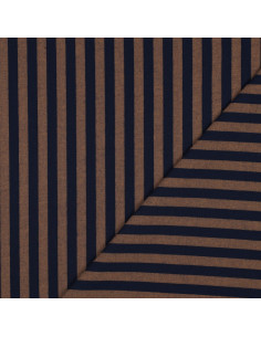 Cotton poplin fabric - Wide stripes - Brown and navy 2