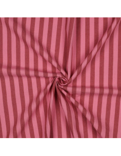 Cotton poplin fabric - Wide stripes - Bordeaux and red