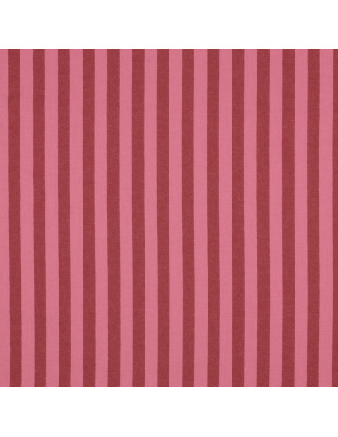 Cotton poplin fabric - Wide stripes - Bordeaux and red