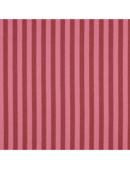 Cotton poplin fabric - Wide stripes - Bordeaux and red