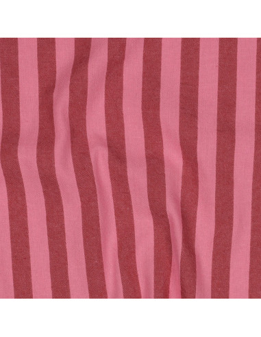 Cotton poplin fabric - Wide stripes - Bordeaux and red