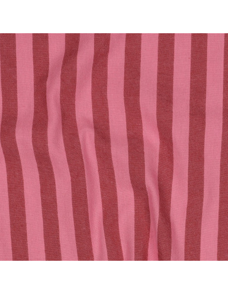 Cotton poplin fabric - Wide stripes - Bordeaux and red