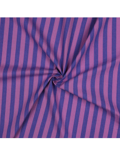 Cotton poplin fabric - Wide stripes - Fig and purple