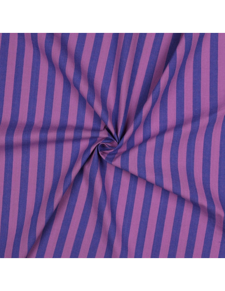 Cotton poplin fabric - Wide stripes - Fig and purple
