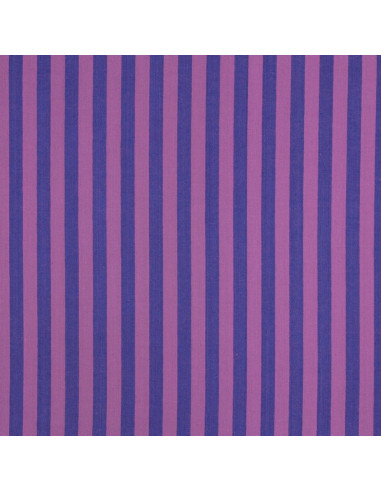 Cotton poplin fabric - Wide stripes - Fig and purple
