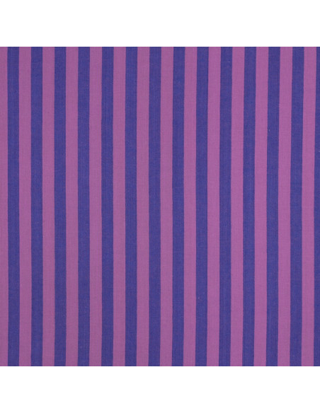 Cotton poplin fabric - Wide stripes - Fig and purple