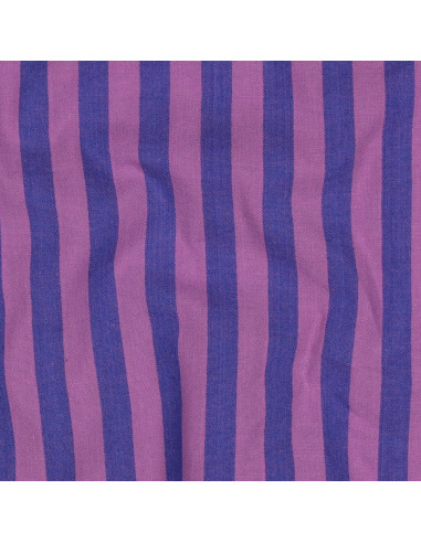 Cotton poplin fabric - Wide stripes - Fig and purple