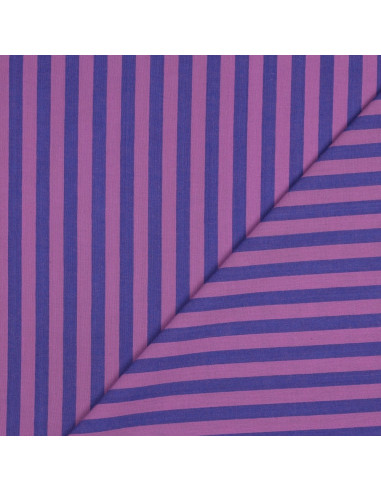 Cotton poplin fabric - Wide stripes - Fig and purple