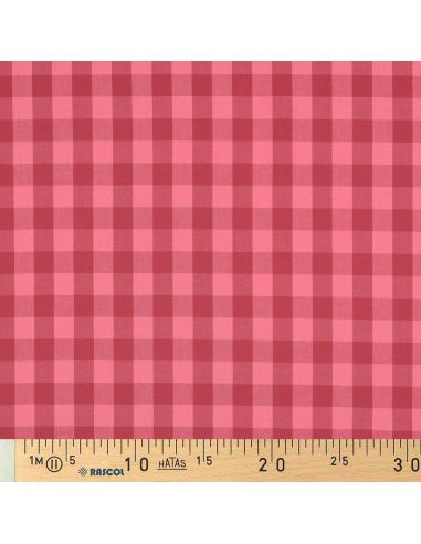 Cotton poplin fabric - Large Vichy checks - Red and Bordeaux