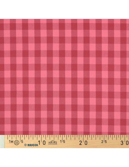 Cotton poplin fabric - Large Vichy checks - Red and Bordeaux