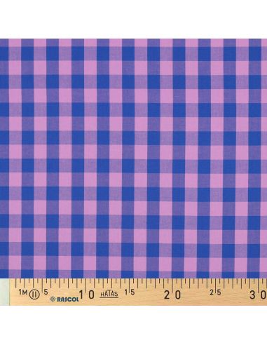 Cotton poplin fabric - Large gingham checks - Lavender and blue