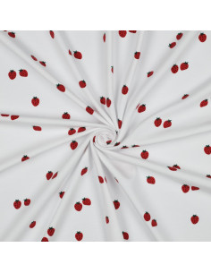 Jersey fabric Strawberries - White background