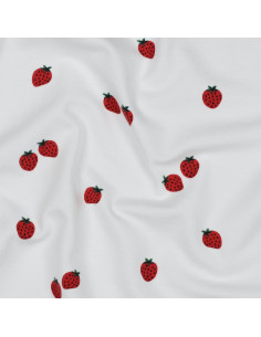 Jersey fabric Strawberries - White background 2