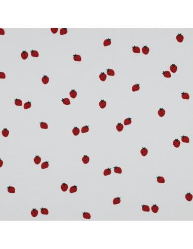 Jersey fabric Strawberries - White background