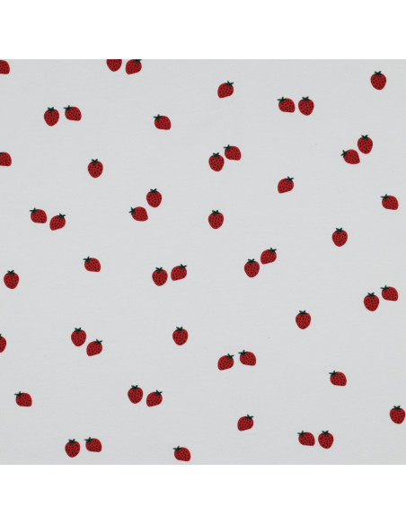 Jersey fabric Strawberries - White background