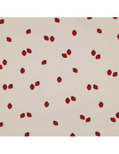 Jersey fabric Strawberries - Natural background