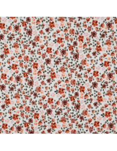 Anna Jersey Fabric - Peach Flowers on White Background 2