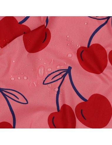 Water-repellent cotton fabric with large cherries - Pink
