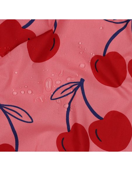 Water-repellent cotton fabric with large cherries - Pink