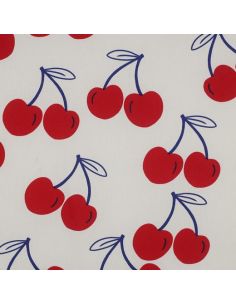 Water-repellent cotton fabric with large cherries - Off-white 2