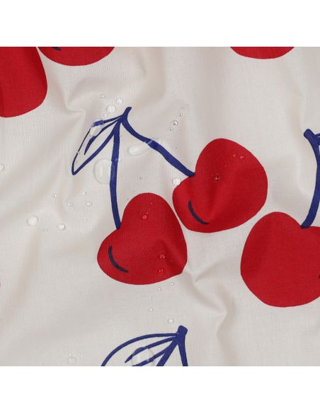 Water-repellent cotton fabric with large cherries - Off-white