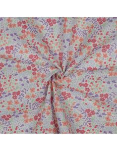 Water-repellent cotton fabric with small flowers - White background