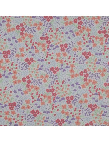 Water-repellent cotton fabric with small flowers - White background