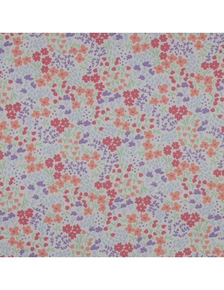 Water-repellent cotton fabric with small flowers - White background