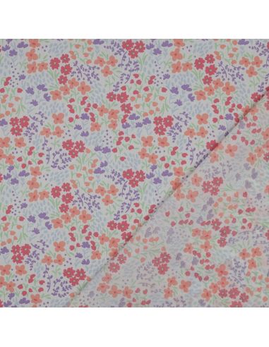 Water-repellent cotton fabric with small flowers - White background