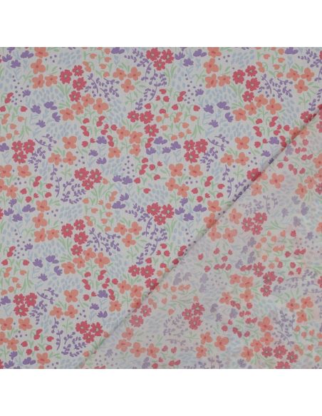 Water-repellent cotton fabric with small flowers - White background