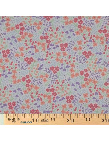 Water-repellent cotton fabric with small flowers - White background