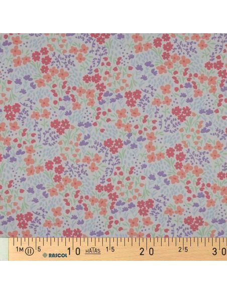 Water-repellent cotton fabric with small flowers - White background