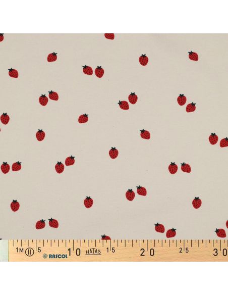 Jersey fabric Strawberries - Natural background