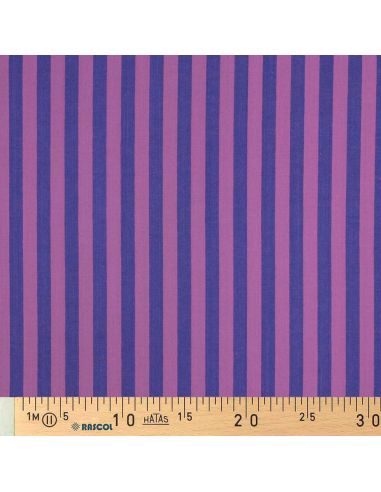Cotton poplin fabric - Wide stripes - Fig and purple